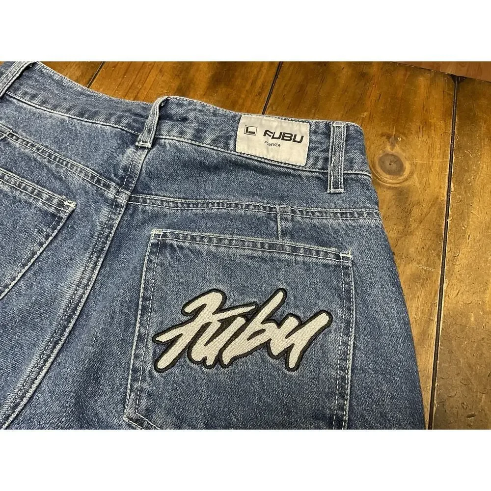 Forever 21 FUBU Denim Cargo Jeans Baggy Y2K Wide Leg Skater Womens Medium 28x31 - Picture 11 of 16